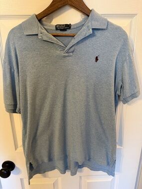 Polo by Ralph Lauren Heather Light Blue Short Sleeve Polo w/ Maroon Pony Medium